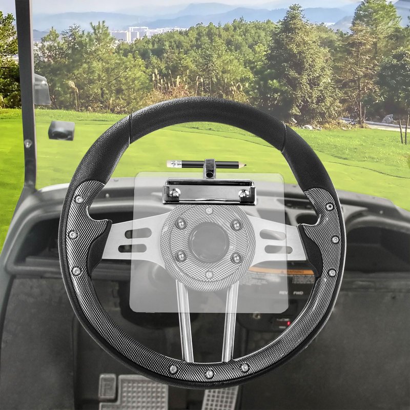 Archerest Golf Cart Steering Wheel Scorecard Holder with Pencil Holder for Club Car/EZGO TXT& RXV/Yamaha G29/Icon I40/Star Car/Excar and Other Most Golf Carts Clear 5mm Thick Acrylic - Regular Style