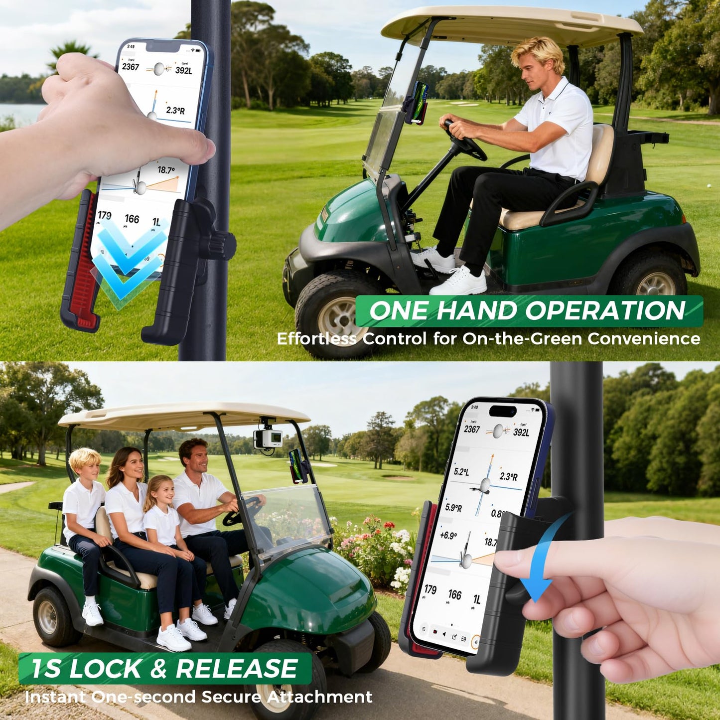 ellrkr Magnetic Golf Cart Phone Holder,Ultra Strength Magnetic Golf Cart Mount Phone Holder Compatible with Club Car EZ-GO Yamaha,The Perfect Golf Cart Accessory Gift for Golfers