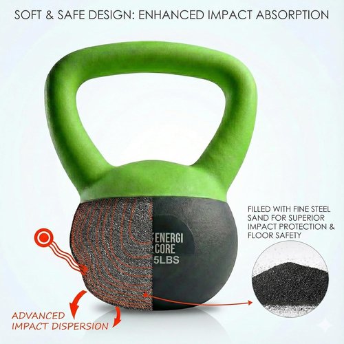 ENERGI CORE Kettlebell - Sand-Filled Weight for Home Gym Workouts | Portable Exercise Equipment for All Fitness Levels