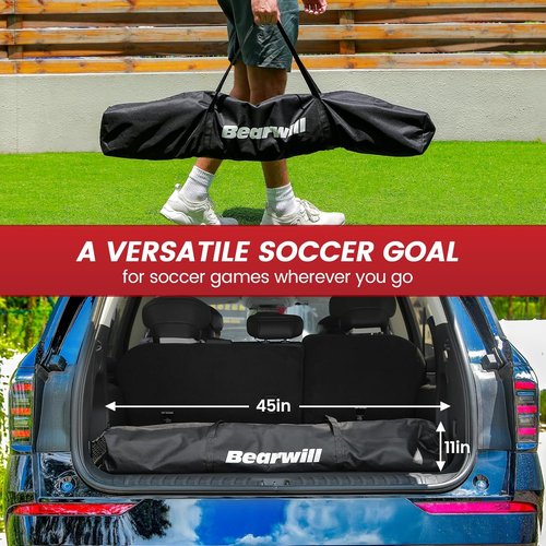 Bearwill Soccer Goal - 12X6FT Portable Soccer Net with Upgraded Collapsible Base | Easy Setup for Indoor/Outdoor Practice