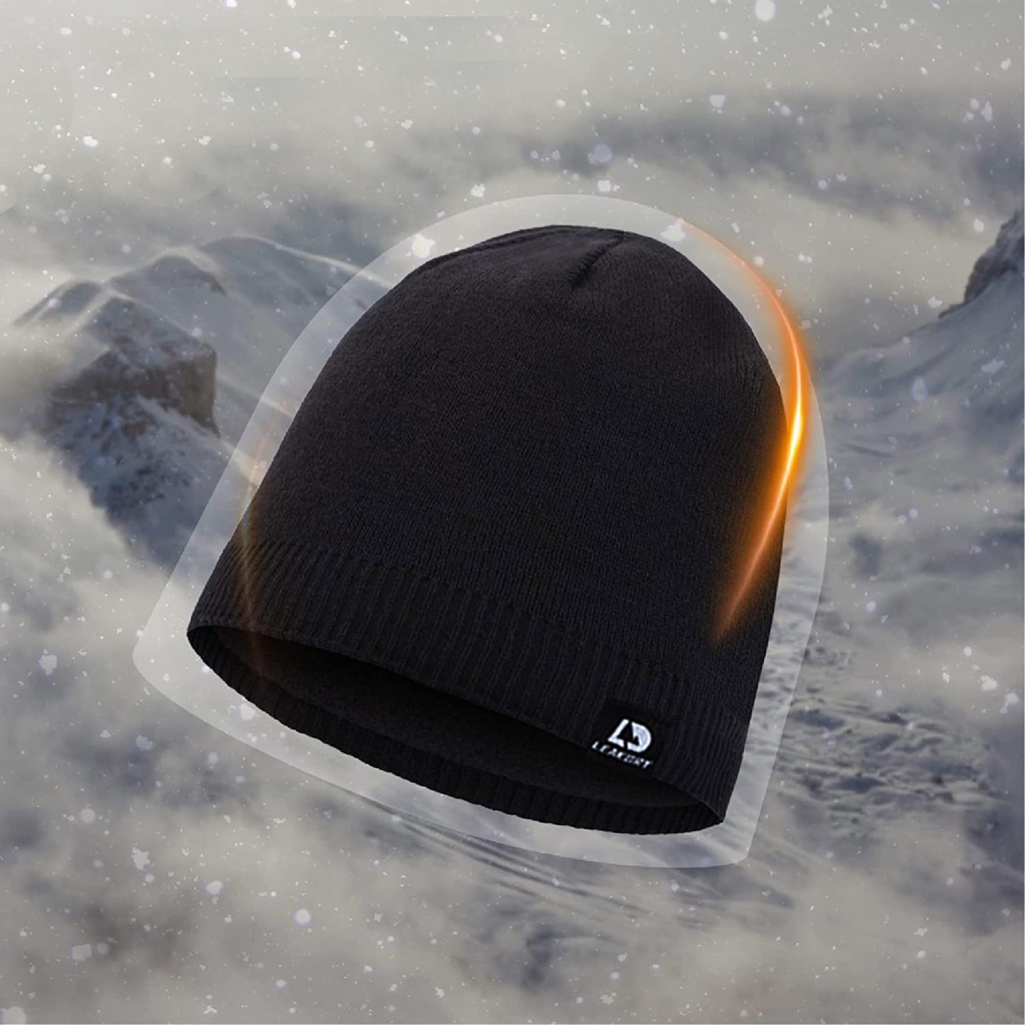 LEAKDRY Waterproof Beanie,Wool Thermal Insulated Beanie,Fleece Lined Hat,Windproof Causal Cold Weather Winter Hat for Ski (US, Alpha, One Size, Solid/Black)