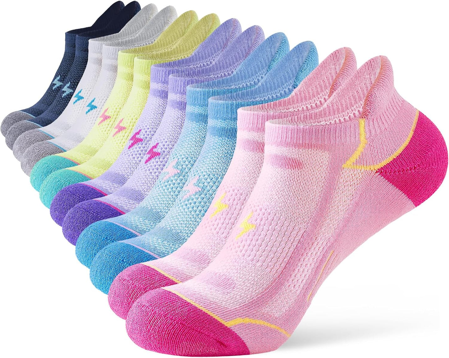 Niorasen Ankle Socks for Women - 6 Pairs of Cotton Cushioned Low Cut Athletic Running Socks