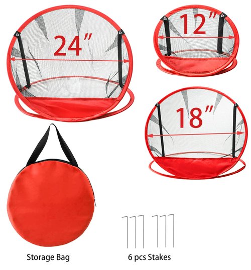 Jucoan 3 Pack Golf Chipping Net, 3 Sizes Pop Up Golf Target Practice Net for Indoor and Outdoor, Birthday for Men, Husband, Kid, Golfers, 6 Ground Stakes
