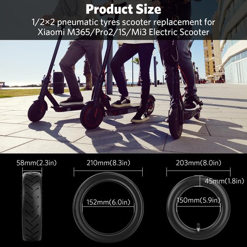 Cooryda 2Pack 8.5 Inches Scooter Inner Tube,8.5'' x 2" Inner,8 1/2x2 Pneumatic Tyres for Scooter Gotrax Gxl V2/Xiaomi M365,8.5x2 Electric Scooter Tire Replacement Wheels for Front/Rear,Gas Scooters