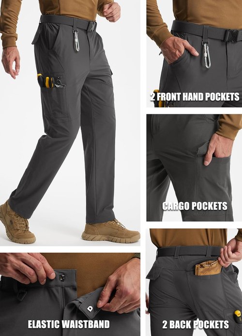 Libin Men's Cargo Pants - Water-Resistant Tactical Hiking Trousers with 9 Pockets | Stretch Fit
