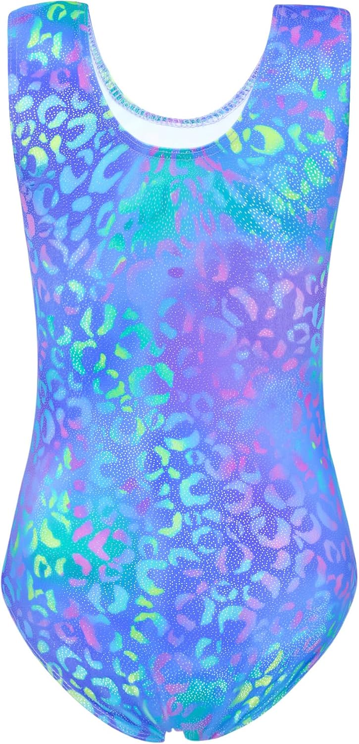 Skiennix Gymnastics Leotards for Girls - Shiny 2-Piece Sleeveless Set with Shorts (Ages 4-12)