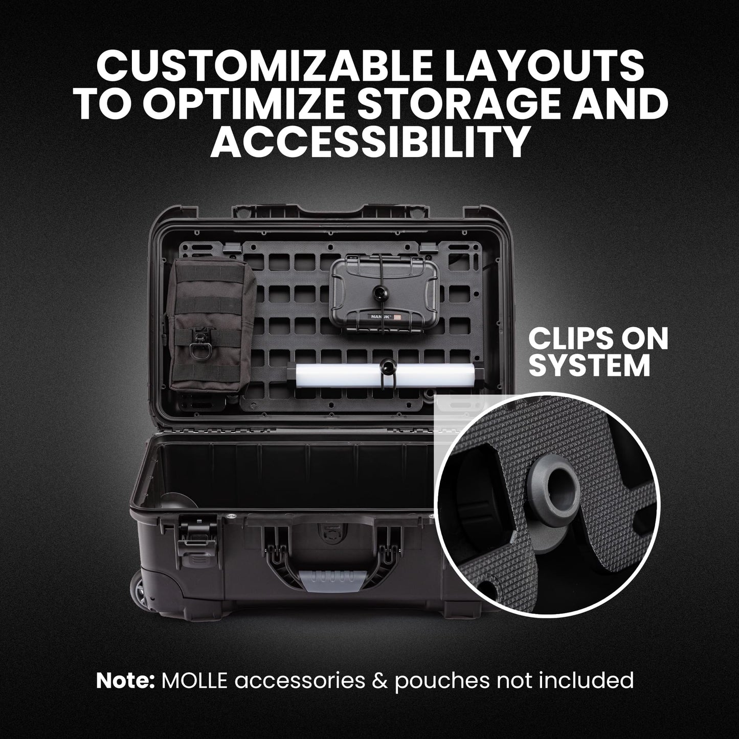 Nanuk Molle Panel Kit for 935 Case with Lightweight Resin Construction, Easy Installation, and Molle Accessory Compatibility (Black)