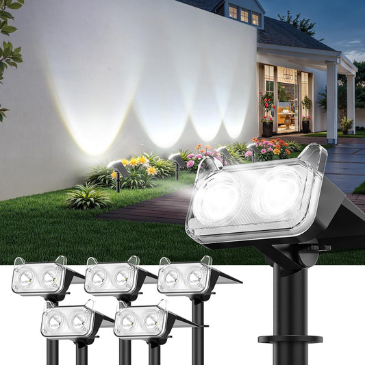 6 Pack Solar Spot Lights Outdoor - Waterproof LED Landscape Lighting, Auto ON/OFF, 135° Adjustable for Garden, Pathway & Tree Decor
