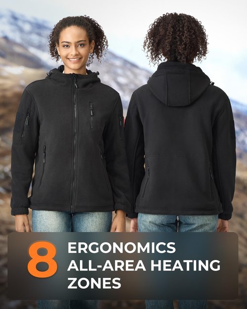 GOTOBI Heated Jacket Fleece with 12V 18400mAh Battery Pack, Soft Fleece Coat for Men Women, Zip-Up Hoodie for Winter Warmth