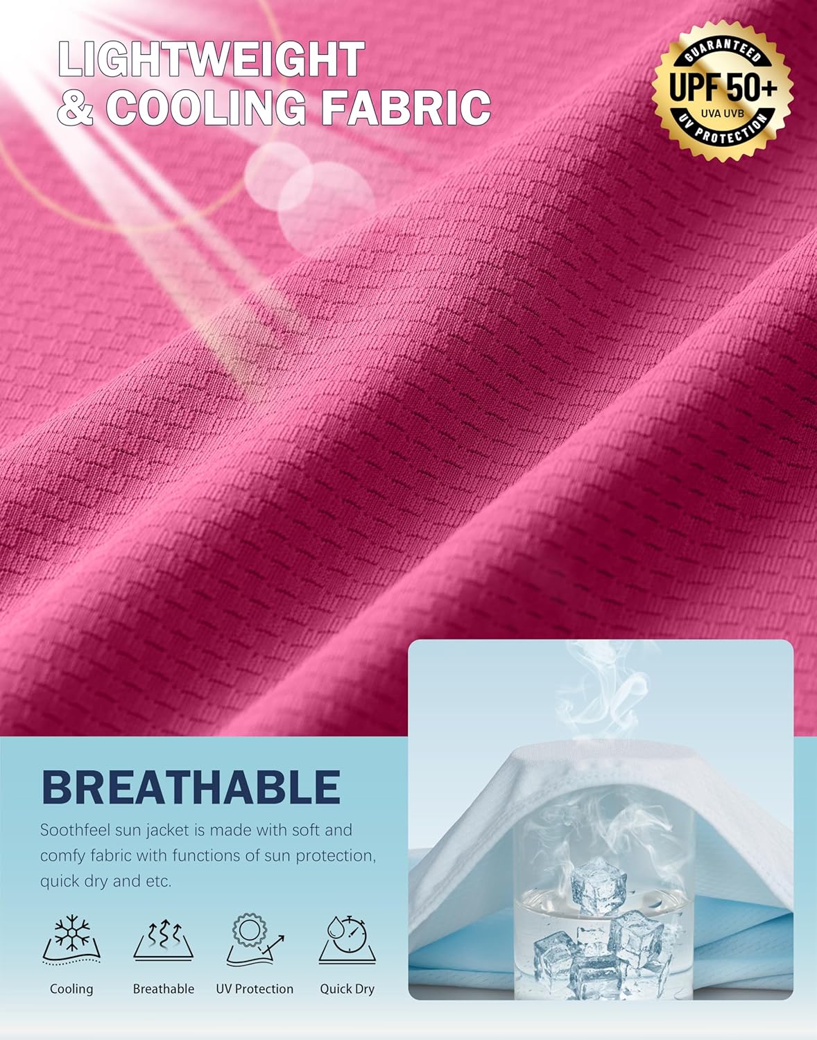 Soothfeel Women's Lightweight UPF 50+ Sun Protection Hoodie Jacket - Perfect for Hiking & Outdoor Activities