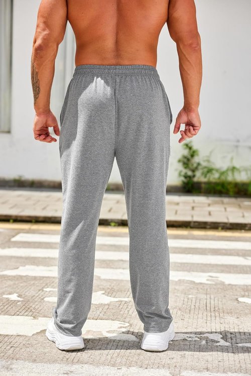 COOFANDY Men's Cotton Jogger Pants - Lightweight Casual Lounge Pants with Pockets | Open Bottom Design