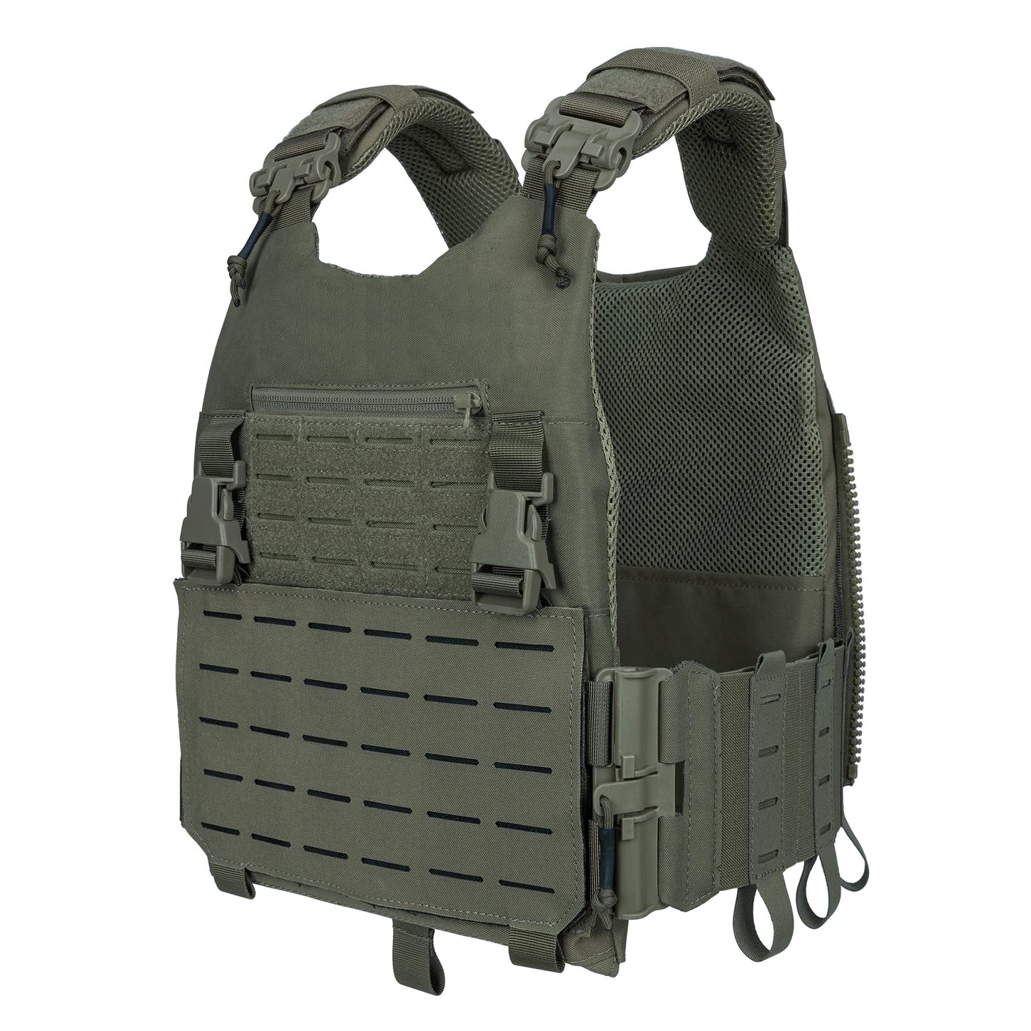 IDOGEAR Tactical Vest Molle Combat Airsoft camouflage Paintball Vest CS Outdoor Modular Chest Set Adjustable Lightweight （Ranger Green）