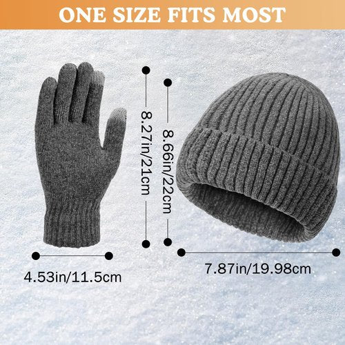 Fivali Winter Hat and Gloves Set: Windproof Thermal Knit Cuffed Beanie and Warm Touchscreen Gloves for Men Women in Cold Weather Outdoor Sports Commuting Skiing Hiking, WineRed