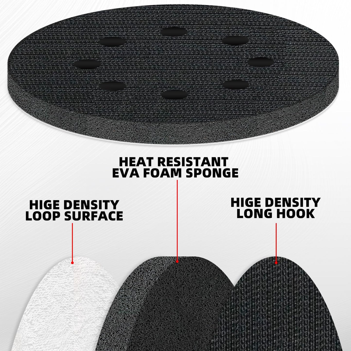 Pukamam 4 Pcs 5 Inch Foam Sponge Sanding Pads 8 Hole Hook and Loop Interface Pads for Random Orbital Sander