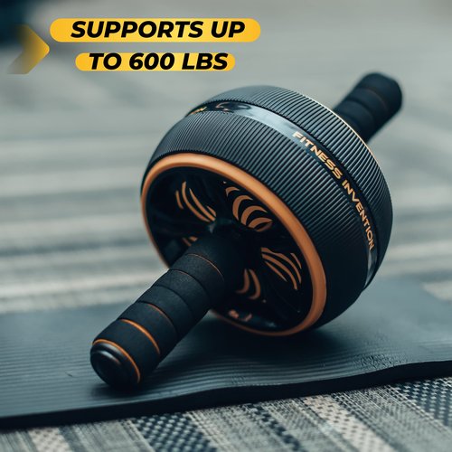 Fitness Invention Ab Roller Wheel - Ab Wheel Roller & Knee Mat - Rueda Para Abdominales - Abdominal Wheel - Abs Roller for Men & Women - Home Gym Equipment