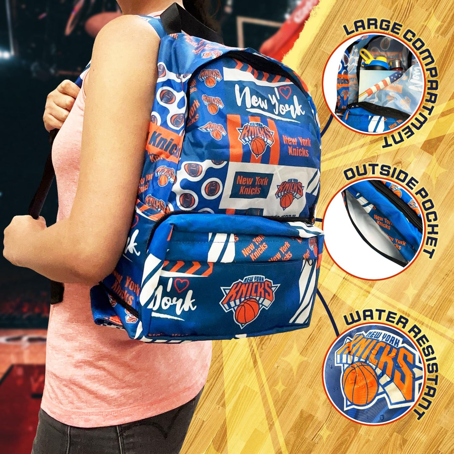 Pro Specialties Group New York Knicks Transformable 2-in-1 Mini Backpack: Convertible, Stylish, water-resistant travel belt bag.