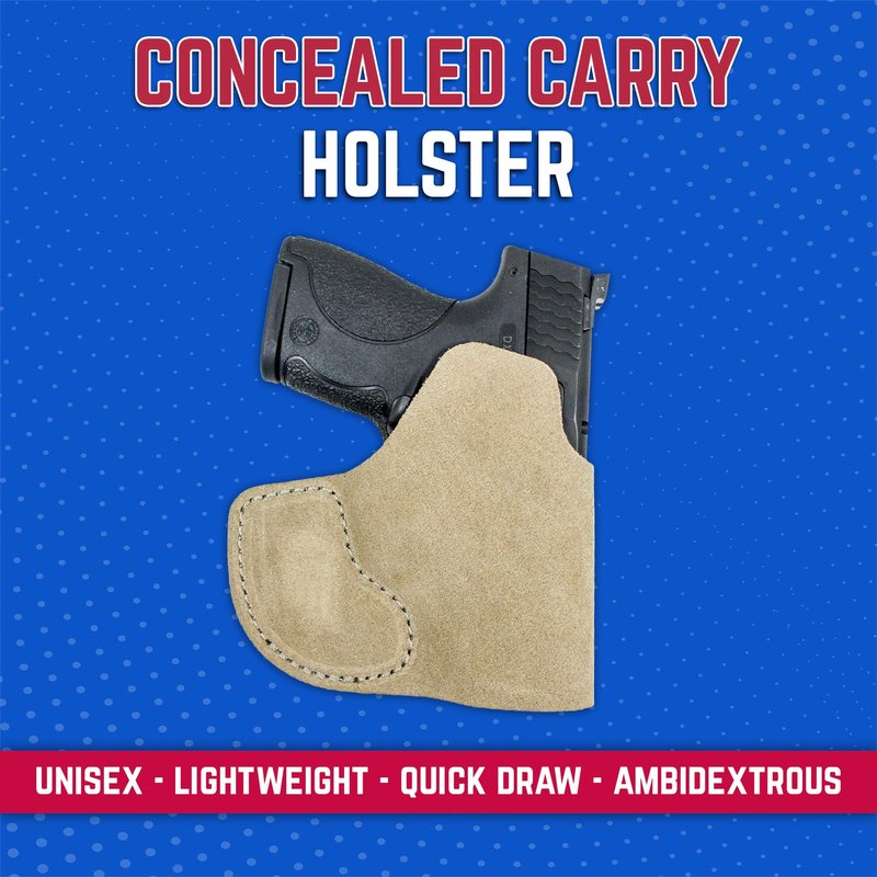 DeSantis Suede Nemesis Pocket Holster - Fits Glock 26, 27; S&W M&P Shield 9/40, 9 Shield Plus; Taurus G3C, G2C, G2S; H&K CC9; Walther PPS, PPS M2 All w/or w/Out Red Dot Sight - Ambidextrous, Natural