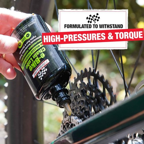 Finish Line E-Bike Chain Lube - Smooth, Durable Lubrication with Rust Protection for High-Torque Riding