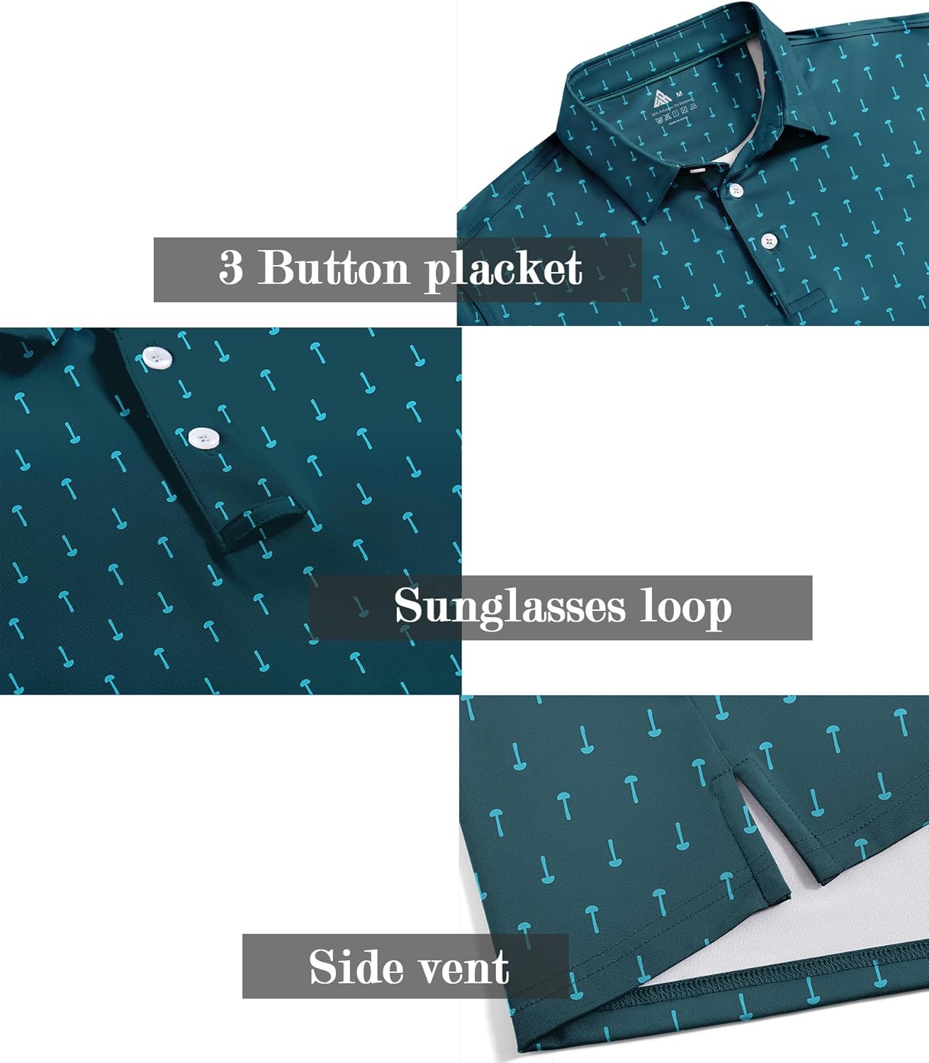 ZITY Men's Golf Polo Shirt - Short Sleeve Moisture-Wicking Performance with Stylish Print Patterns