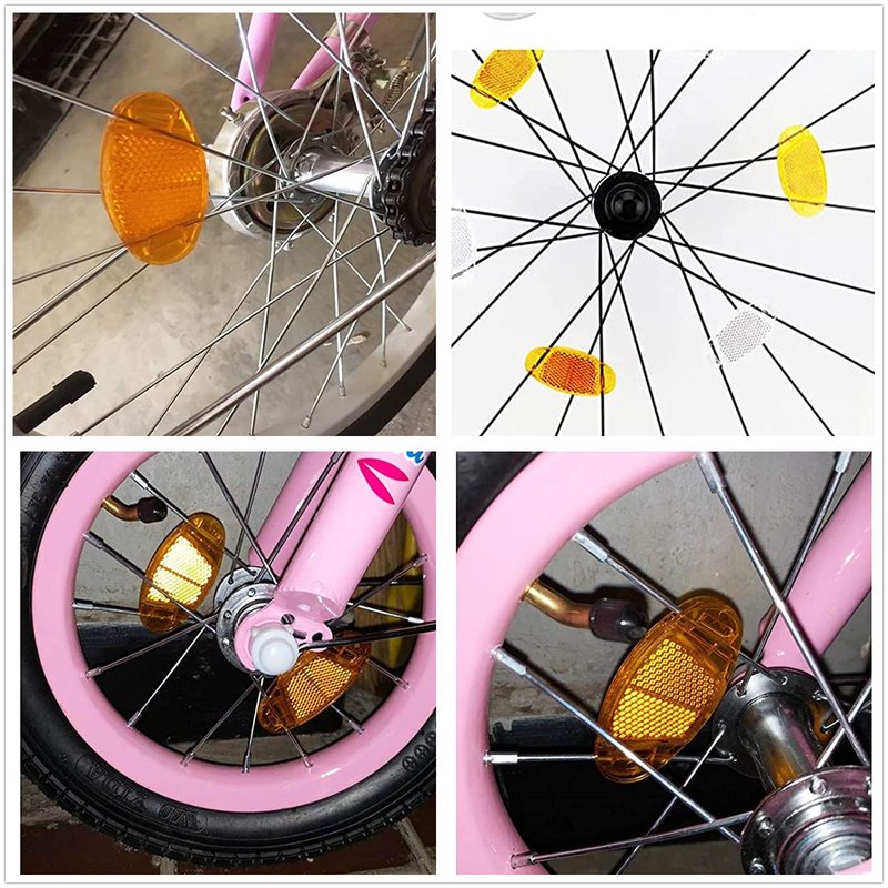 XHBTS 8 Pcs Riding Bike Bicycle Warning Reflector Bicycle Wheel Rim Reflective MTB Road Spoke Lights Bike Accessories (Yellow)