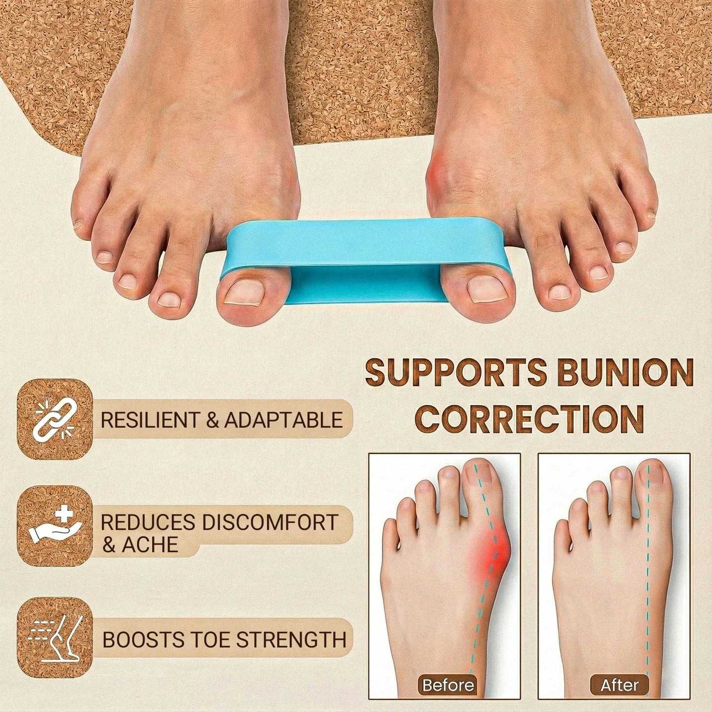 ZENWUKONG Cork Balance Board - Premium Cork Stability Balance Trainer | Foot & Ankle Strengthener to Improve Mobility, Prevent Falls | Home Gym Fitness Equipment | Mobility Trainer for Adults