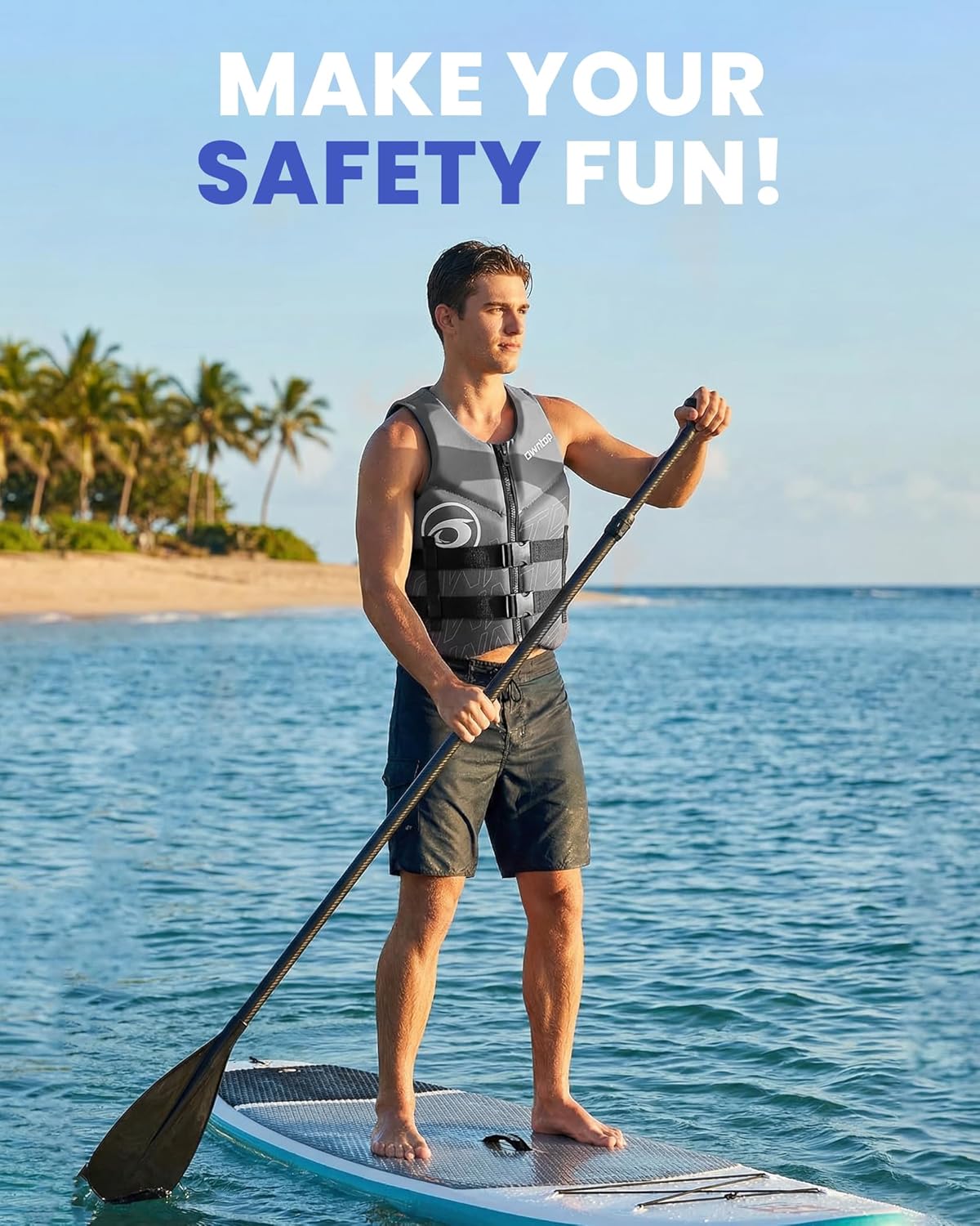 Owntop Swim Vest - Adult Neoprene Water Sport Floaties for Swimming, Boating & Kayaking | Adjustable Zipper & Dual Buckle Design