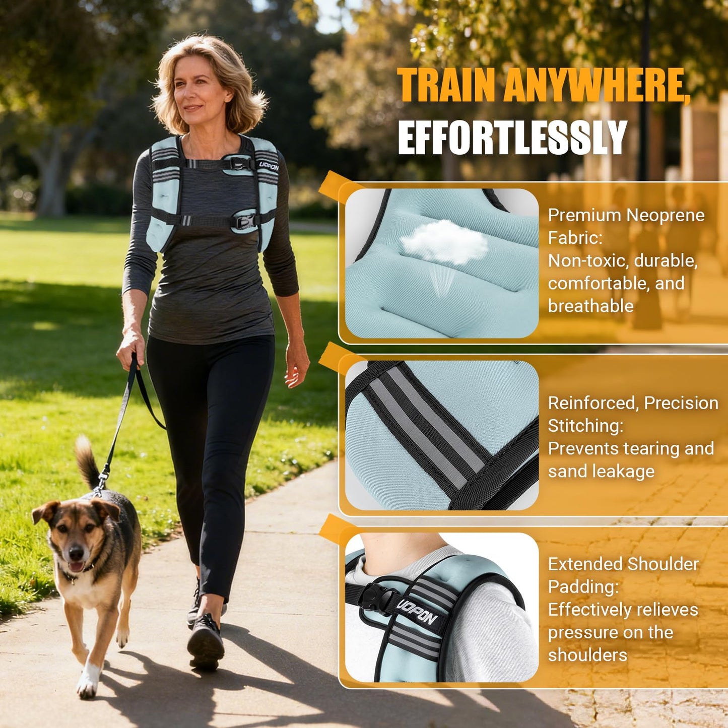Weighted Vest for Women Men, 10 lb Weight Vest for Walking with Reflective Stripe and Adjustable Buckle Straps, Body Weights for Osteoporosis, Running, Strength Training and Weight Loss