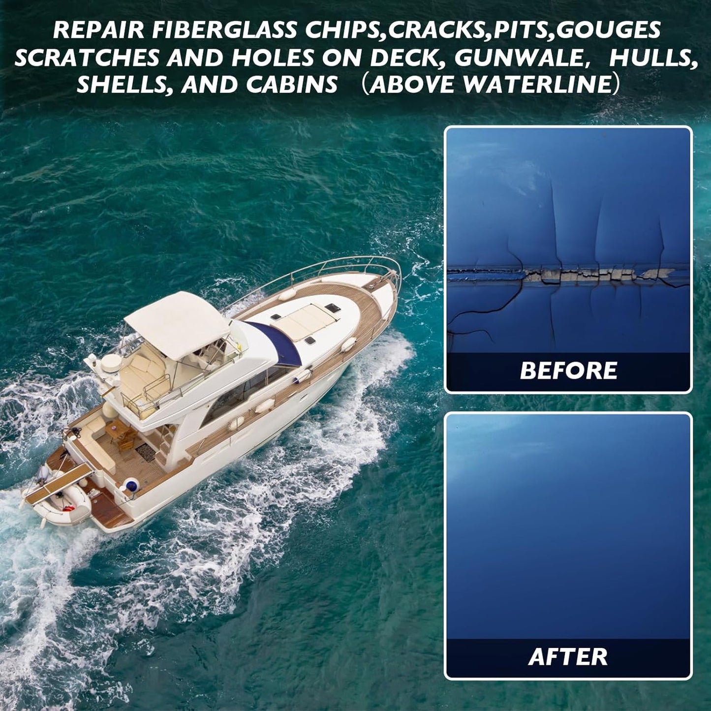 Skiennix Gel Coat Repair Kit - Premium Marine Fiberglass Epoxy Filler for Chips & Cracks | Color Match