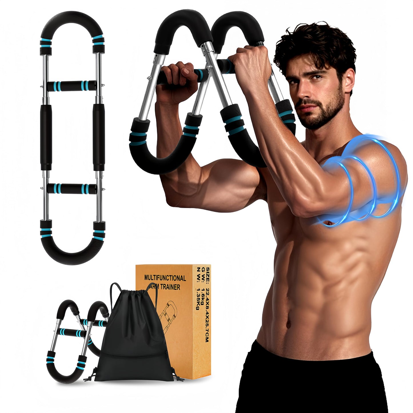 Huitban Twister Arm Trainer, 60-100lb Adjustable Chest & Arm Workout Tool, Arm Strengthener for Men & Women, Portable Detachable Upper Body Fitness Machine for Home & Gym
