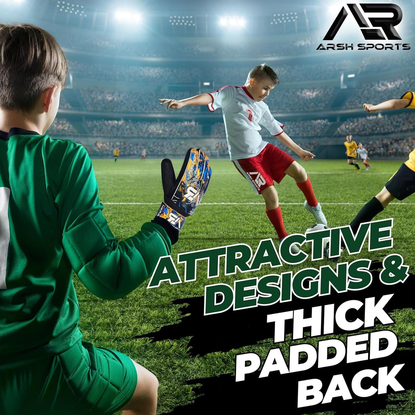 Soccer Goalie Gloves - Strong Grip Football Goalkeeper Gloves for Kids & Adults | 4mm Latex Finger Protection