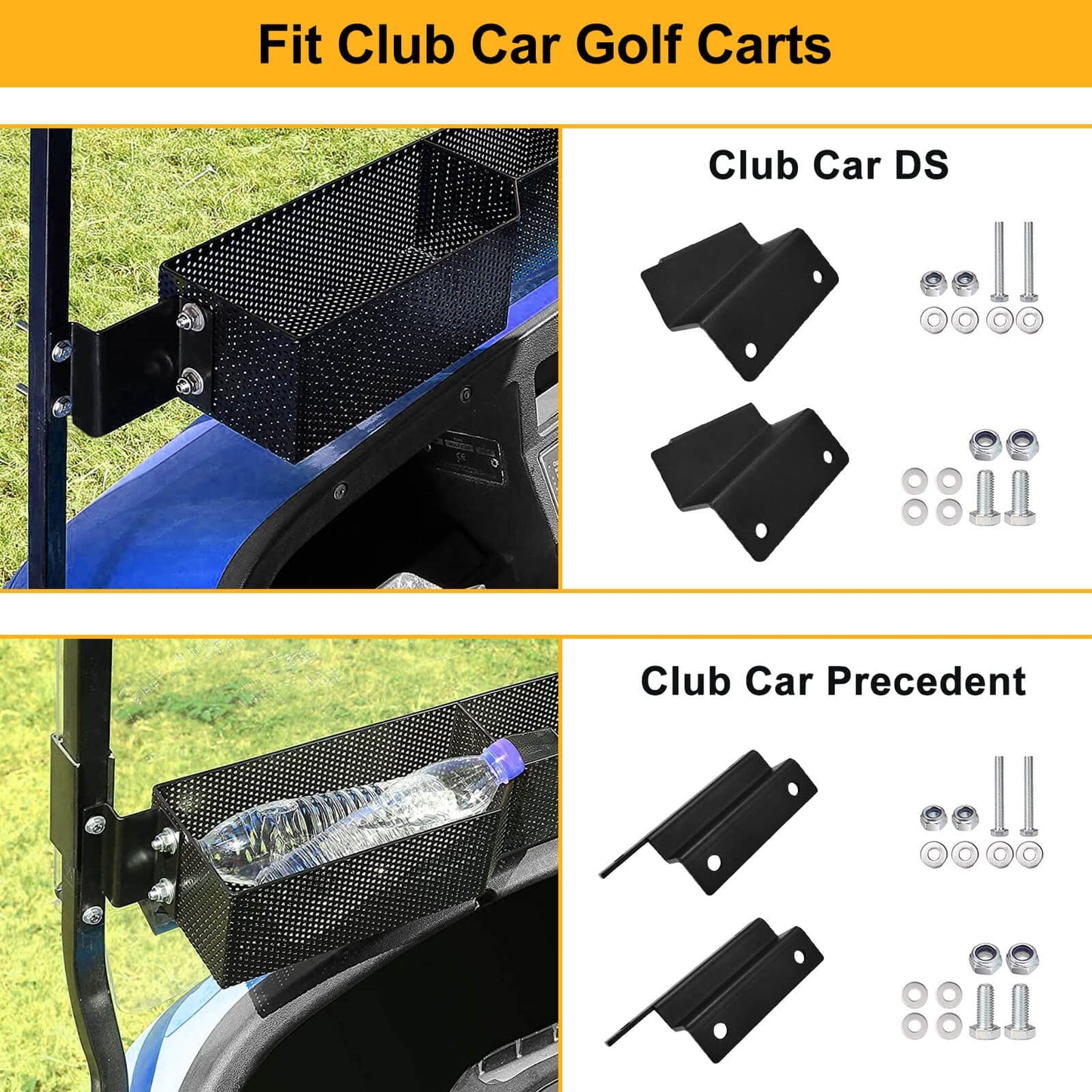 LEAPGOMAX Golf Cart Basket Front Inner Fit EZGO TXT & RXV, Club Car Precedent&DS (2000 up) Golf Carts, Heavy Steel Mesh Durable Golf Cart Storage Tray Dash Organizer