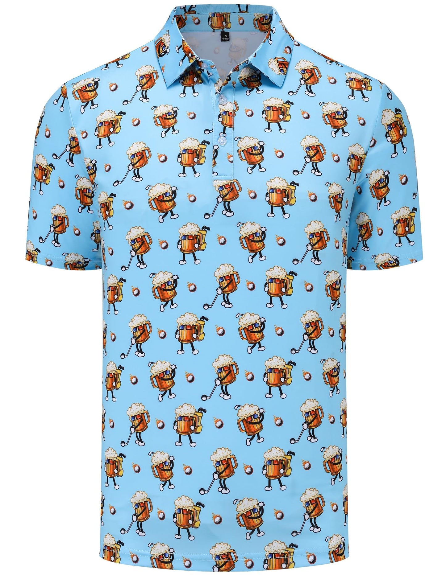 Mens Golf Polo Shirts Short Sleeve Dry Fit Print Performance Moisture Wicking Casual Funny Golf Polo Shirts for Men