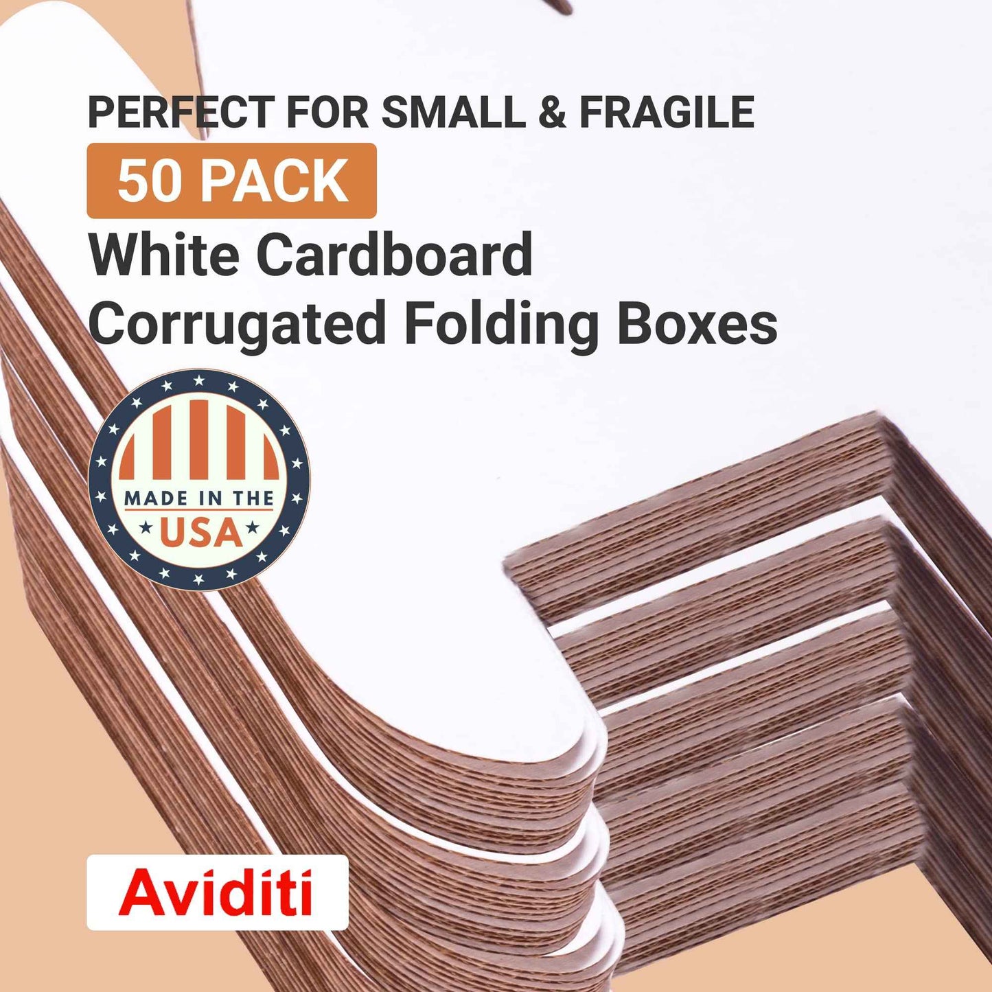 AVIDITI Shipping Boxes Small 4"L x 4"W x 3"H, 50-Pack | Corrugated Cardboard Box for Packing, Moving and Storage 4x4x3 443