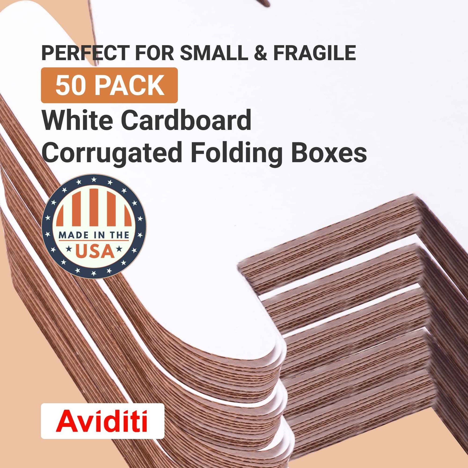AVIDITI Shipping Boxes Small 4"L x 4"W x 3"H, 50-Pack | Corrugated Cardboard Box for Packing, Moving and Storage 4x4x3 443