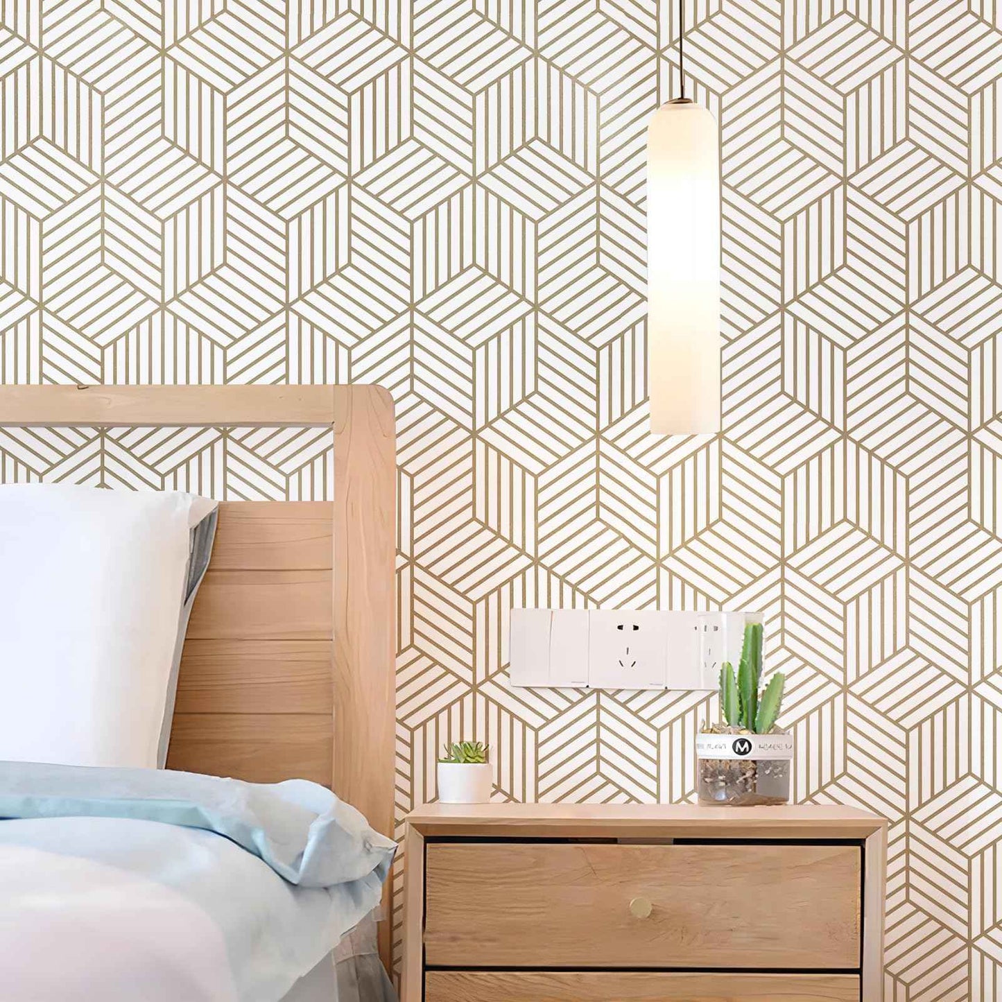 WENMER 17.7" x 118.1" Geometric Hexagon Peel and Stick Wallpaper - Removable, Self-Adhesive Vinyl Film for Home Use