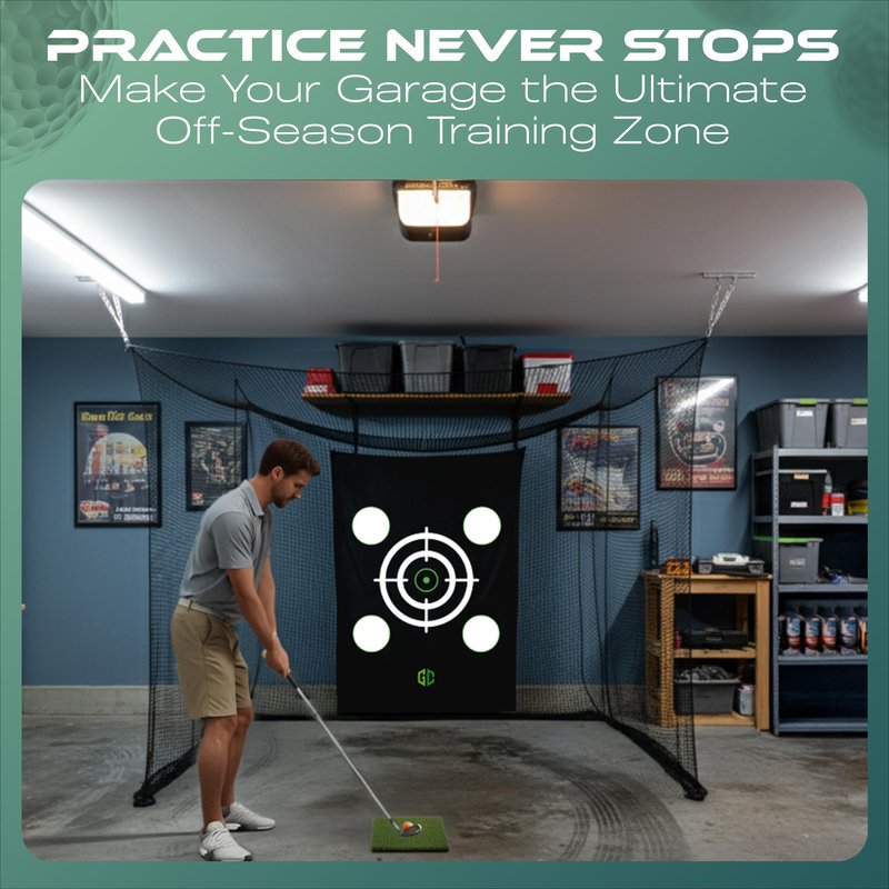 Premium Golf Hitting Net 10x10x10FT (Net Only) - Golf Practice Net with Targets, Protection & Strike Net, Mat & Tee, Carry Bag (No Metal Frame) Golf Nets for Backyard, Indoor, Outdoor, Garage