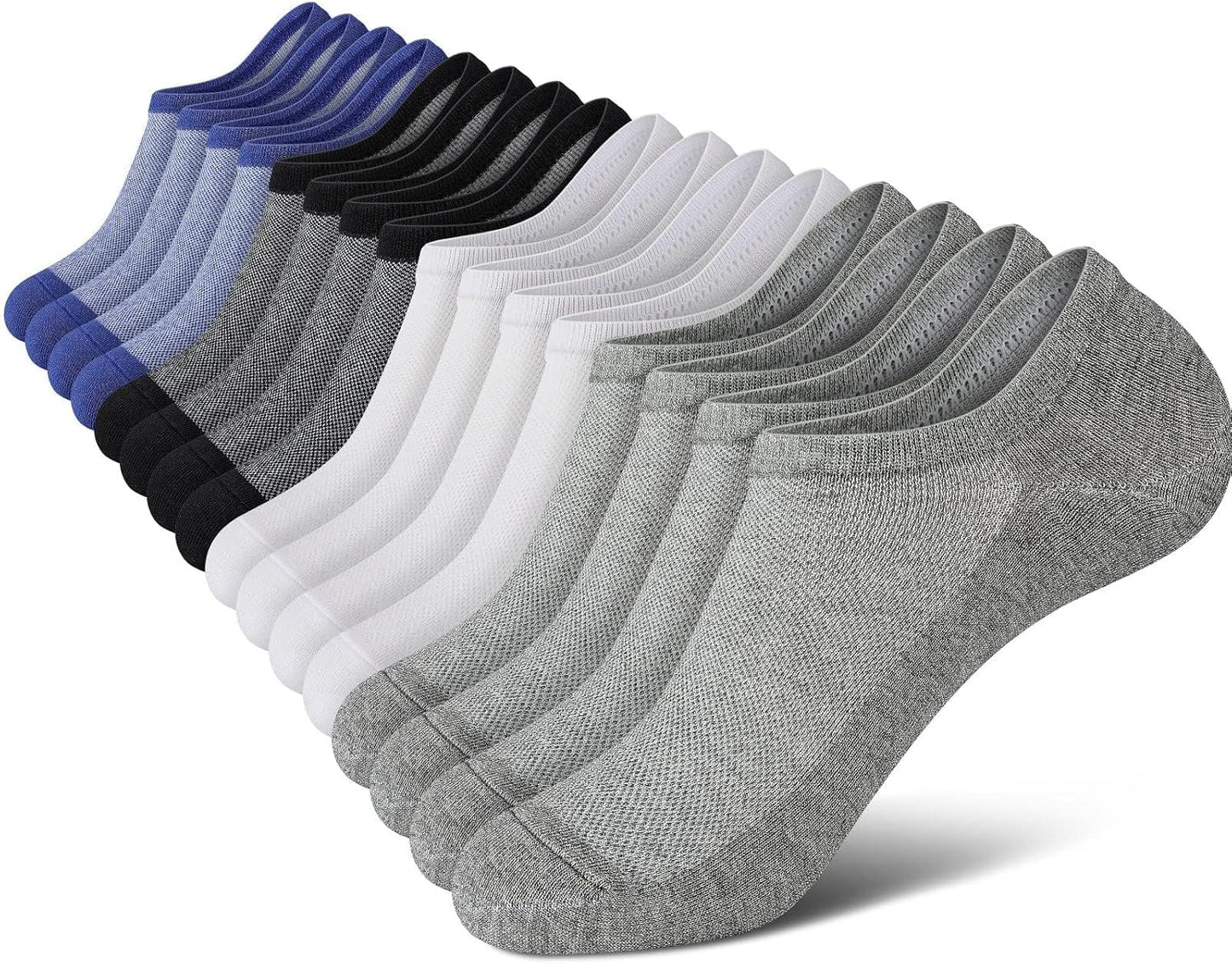 Wernies No Show Socks for Men - Low Cut Casual Cotton with Non-Slip Grips | Sizes 6-10 & 11-13