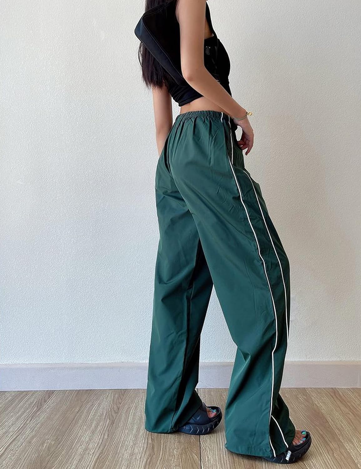 Springrain Women's Wide Leg Jogger Pants - Slouchy Stripe Detail & Pockets | Comfortable Sweatpants
