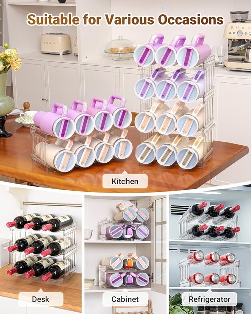 Gracenal Tumbler Organizer - Stackable 40 oz Stanley Cup Storage | 4-Pack for Kitchen & Pantry