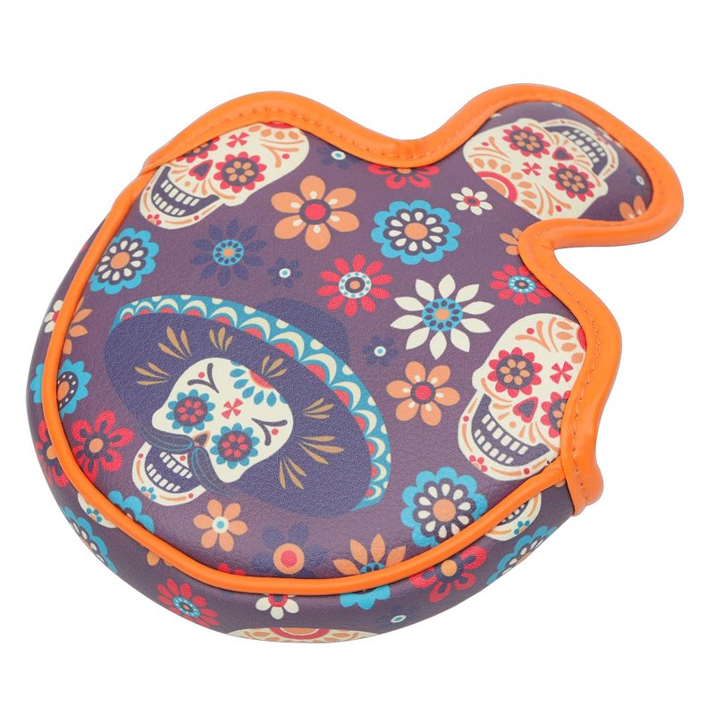 SHABIER Golf Mid-Mallet Headcover with Sugar Skull Design for Golf Putter Head Cover