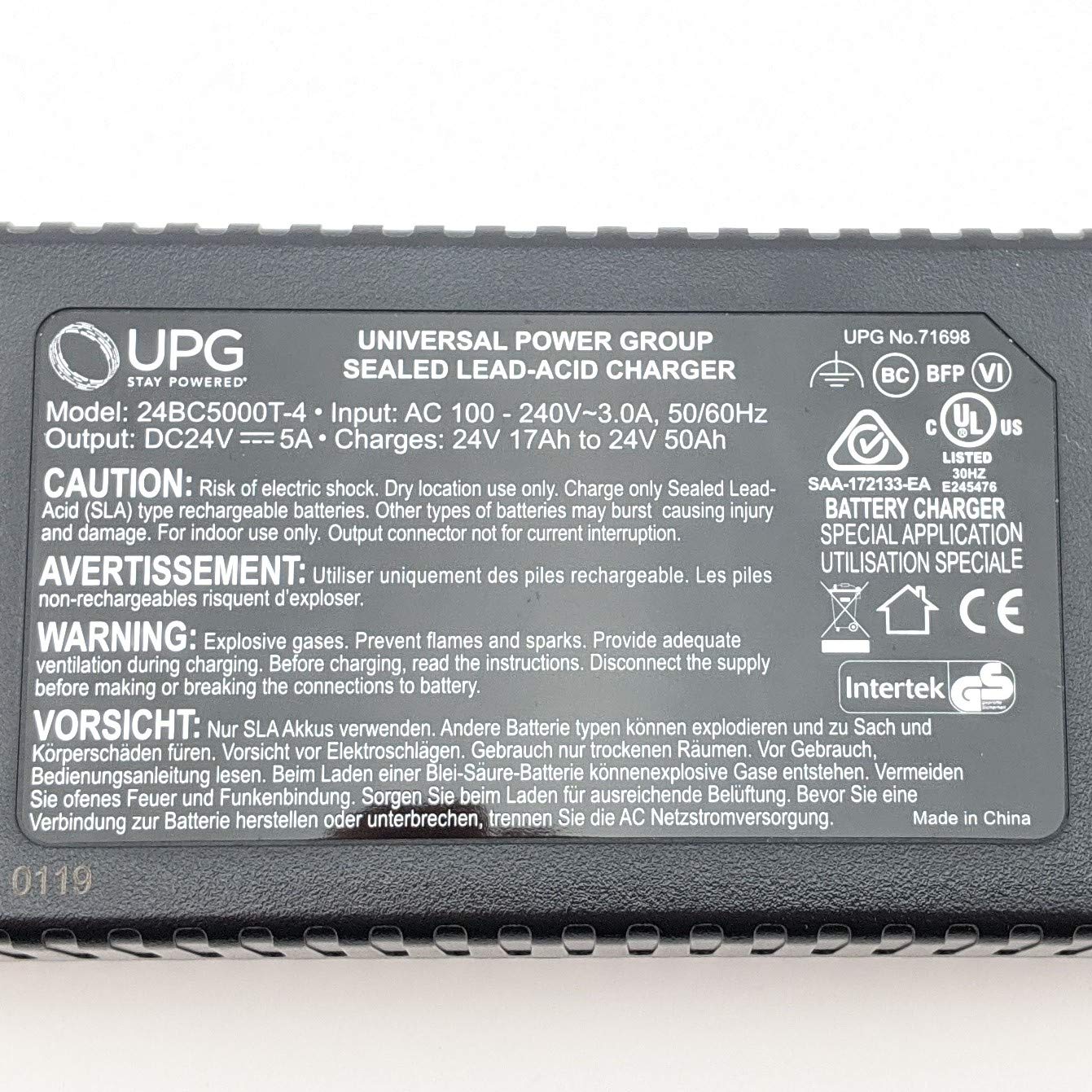 Pride Mobility Charger ELE1803474 - Fits Scooters and Power Wheelchairs - 24V 5A - UPG 24BC5000T-4 71698 Y