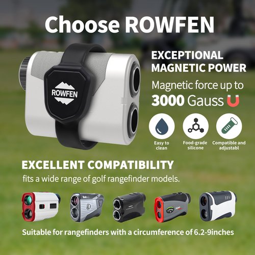 Range Finder Magnetic Strap - Adjustable Range Finder Holder with Upgraded Stronger Magnets & Silicone, Universal Magnetic Strap for Golf Cart Rail/Bar/Frame, Easy Access & Clean (Black)