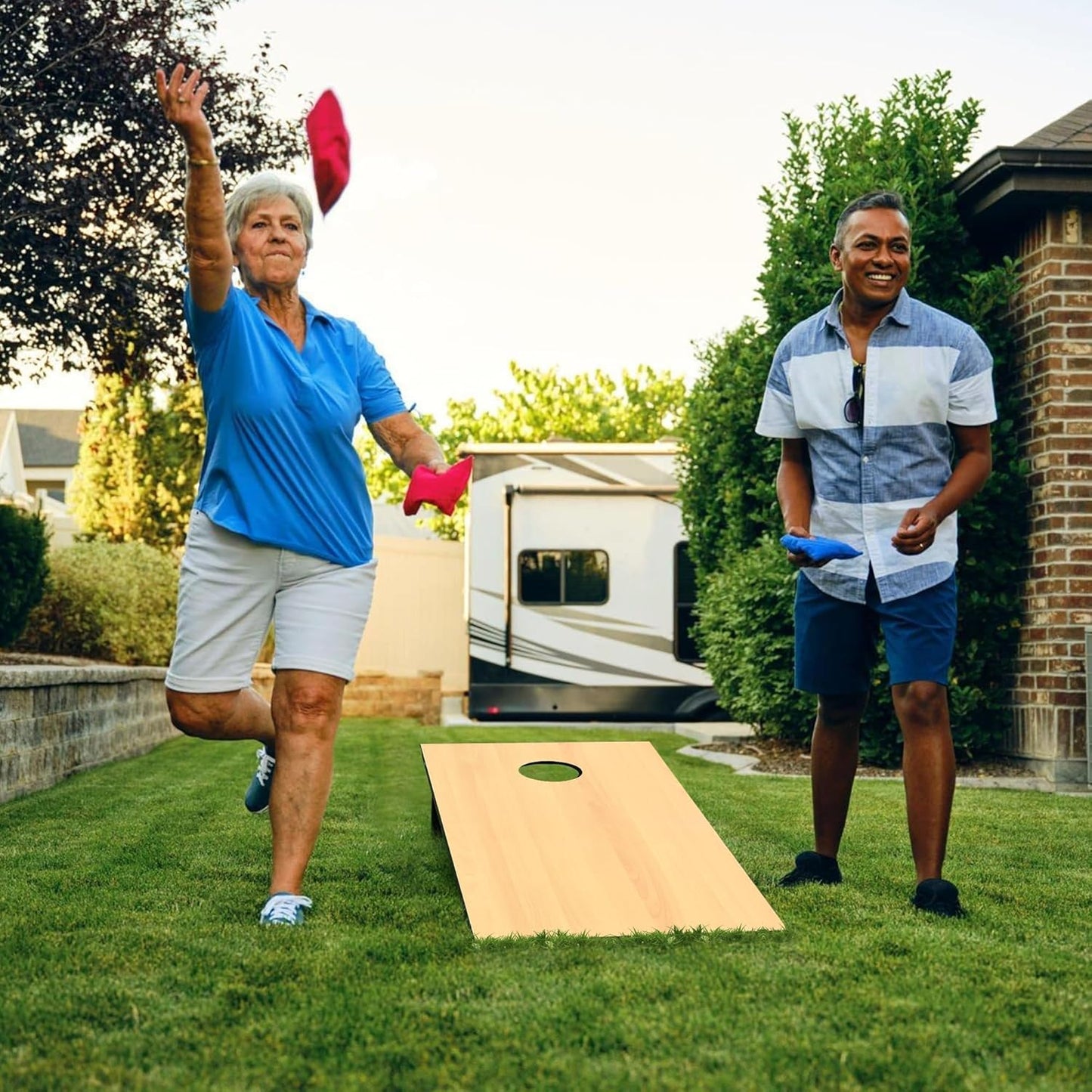 Premium Cornhole Boards Set by [Brand Name] - Regulation 4x2 Ft with 8 All-Weather Bean Bags & Carrying Case