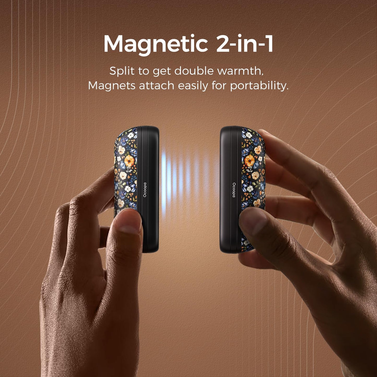 OCOOPA 2 in 1 Magnetic Rechargeable Hand Warmers, UT2s Mini Electric Handwarmers 2 Pack, Split USB-C, Reusable Portable Pocket Heater, Raynauds, Golf, Christmas, Tech Gifts for Women Men