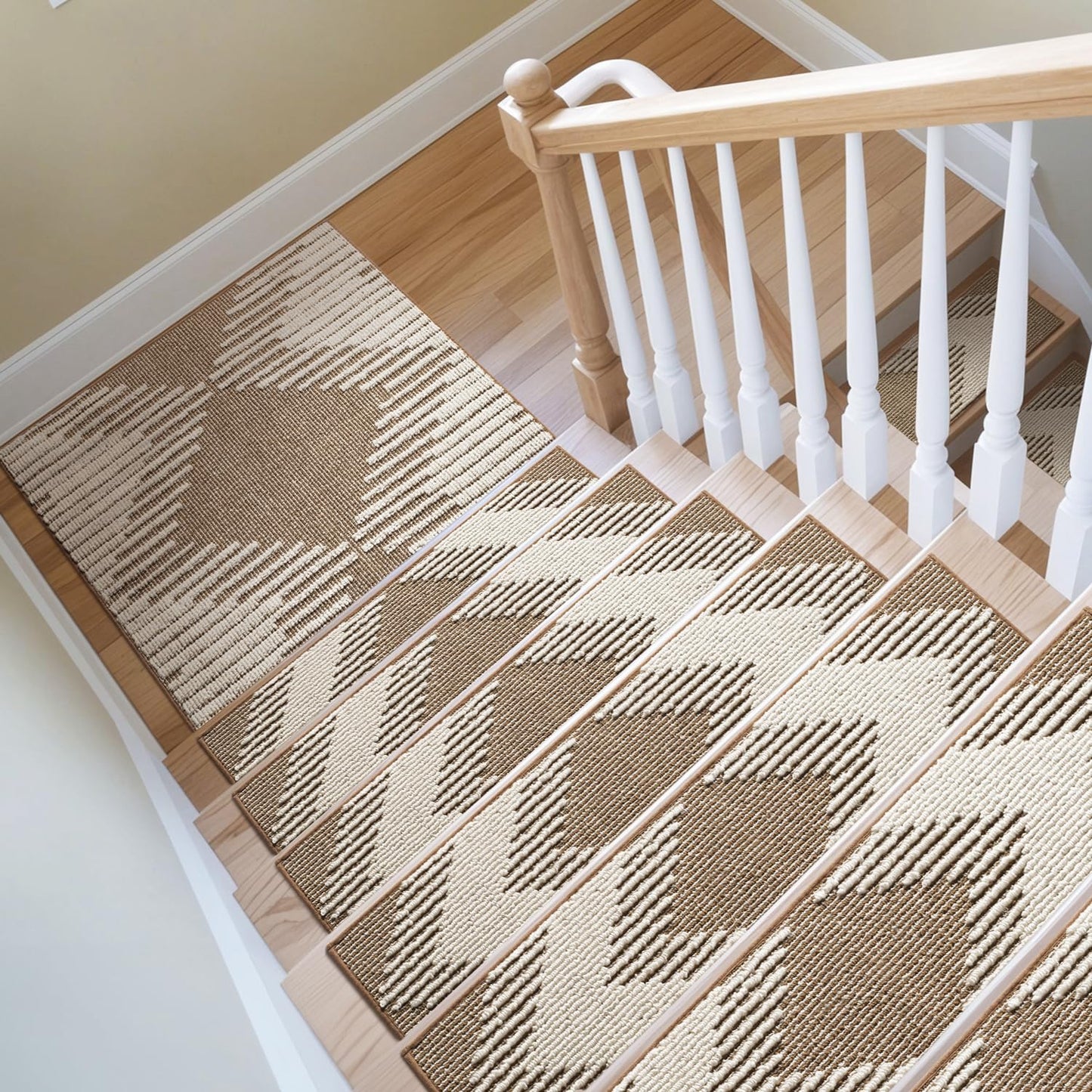 PADOOR 1PC Stair-Treads Non Slip, 3D Peel and Stick Stair Treads for Wooden Steps Indoor, Stair-Carpet Treads Washable Reusable Adhesive Stair-Runner Rugs for Kids and Dogs 8"x30" Brown