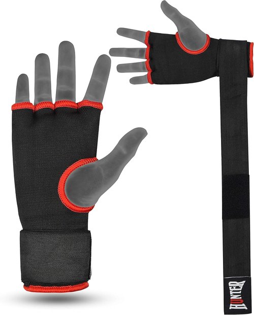 HUNTER Gel Padded Inner Gloves - Quick Elastic Hand Wraps for Boxing & MMA | Unisex Knuckle Protector (Pair)