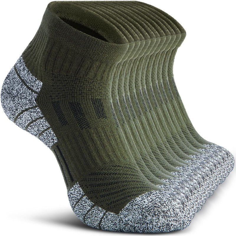 NSRRUN TURTLE Compression Ankle Socks - Cozy Cushioned Hiking Running for Men Women - Thick Warm Durable, XX-Large, Green, 6 Pairs