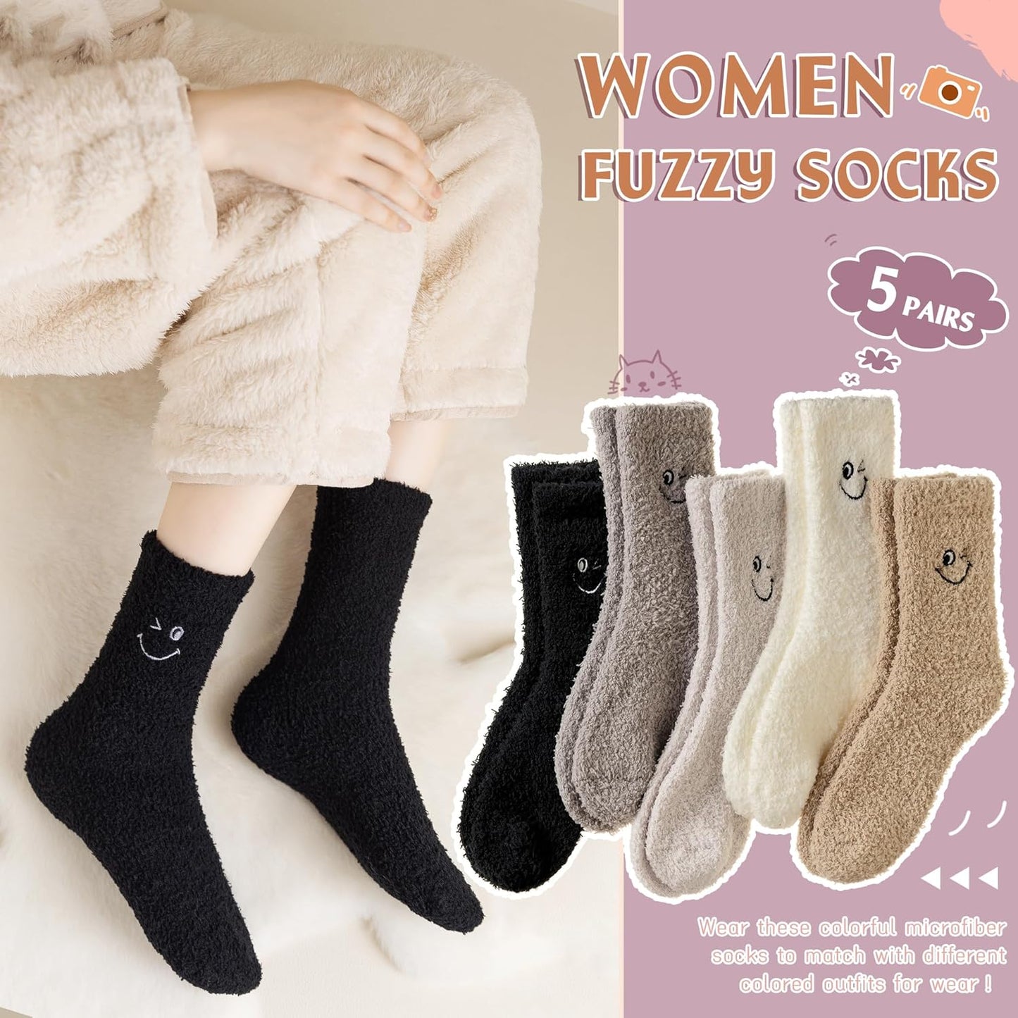 WEVIAS Women's Fuzzy Socks - Cozy Plush Slipper Socks for Winter | Soft Warm Fleece Cabin Sleep Socks