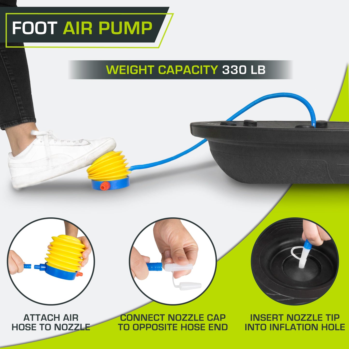 ProsourceFit Balance Trainer Stability Exercise Half Ball with Resistance Bands and Pump for Yoga Aerobics Home Gym Workout, Blue