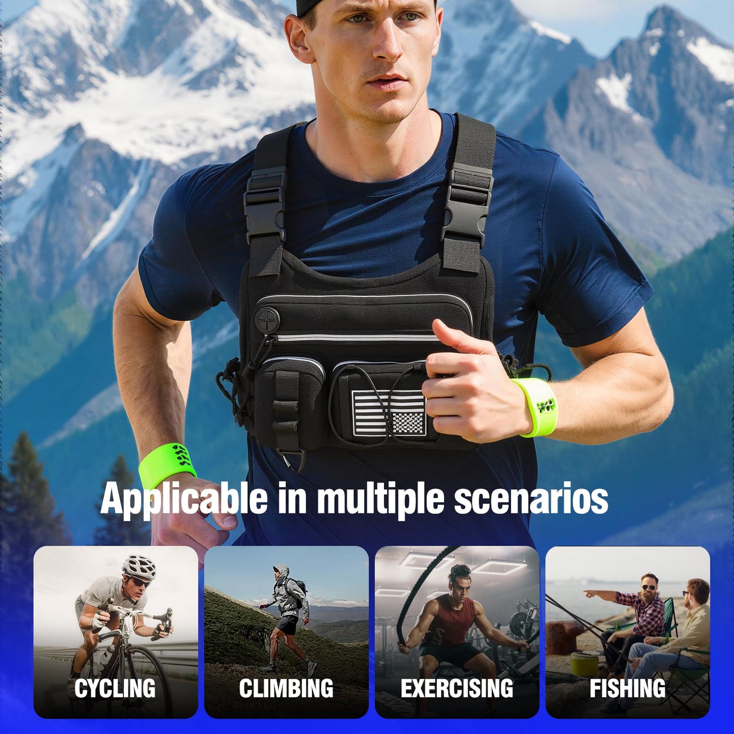 Chest Pack,Water Resistant Running Vest for Men, Chest Bag For Running, Cycling, EDC Running Pack Rig For Sports and Workouts